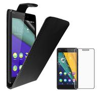 ebestStar - Coque Compatible avec Wiko Pulp Fab 4G Etui Housse PU Cuir Rabat Flip, Noir + Film Protection écran Verre Trempé [Appareil: 155.4 x 79.3 x 8.5mm, 5.5'']