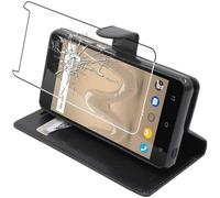 ebestStar - Coque Compatible avec Wiko Sunny 2 Plus Etui PU Cuir Housse Portefeuille Porte-Cartes Support Stand, Noir + Film Protection écran Verre Trempé [Appareil: 146.3 x 73.7 x 9.8mm, 5.0'']