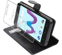 ebestStar - Coque Compatible avec Wiko Sunny3 (Sunny 3) Etui PU Cuir Housse Portefeuille Porte-Cartes Support Stand, Noir + Film Protection écran Verre Trempé [Appareil: 146.7 x 74 x 9.95mm, 5.0'']