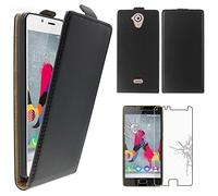 ebestStar - Coque Compatible avec Wiko U Feel Lite Etui Housse PU Cuir Rabat Flip, Noir + Film Protection écran Verre Trempé [Appareil: 143.5 x 71.5 x 8.5mm, 5.2'']