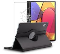 Ebeststar - Coque + Film Verre Pour Lenovo Tab P11 Pro Housse Etui Protection Pu Cuir Support Rotatif 360, Noir [Dimensions Precises Tablette : 264.3 X 171.4 X 6.9 Mm, Écran 11.5'']