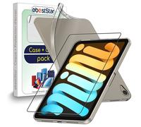 Ebeststar - Coque + Film Vitre En Verre Trempé Ipad Mini 2021 8.3'' (6 Gen) Etui Silicone Gel Ultra Fine, Transparent [Dimensions Precises Tablette : 195.4 X 134.8 X 6.3 Mm, Écran 8.3'']