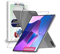 Ebeststar - Coque + Film Vitre En Verre Trempé Pour Lenovo Tab P12 Pro Etui Silicone Gel Ultra Fine, Transparent [Dimensions Precises Tablette : 285.6 X 184.5 X 5.6 Mm, Écran 12.6'']