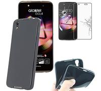 ebestStar - Coque pour Alcatel Idol 4 (5.2), Etui Protection Silicone Antichoc, Souple Slim, Noir + Verre Trempé