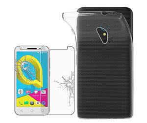 ebestStar - Coque pour Alcatel U5, Etui Protection Silicone Transparent Antichoc, Souple Slim, Transparent + Verre Trempé
