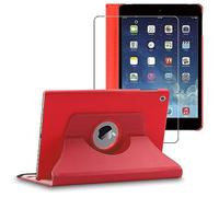 Housse pour iPad Mini 1/2/3 Support Rotatif 360 PU Cuir, Rouge + Film VERRE Trempé