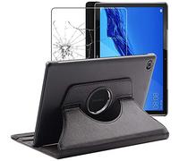 Housse pour Huawei MediaPad M5 Lite 10.1 Support Rotatif 360 PU Cuir , Noir + Film VERRE Trempé