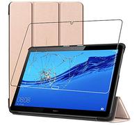ebestStar - Coque pour Huawei MediaPad T5 10.1, Etui Slim Cover, Housse PU Cuir Rabat Magnétique, Or/Doré + Verre Trempé