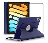 ebestStar - Coque pour iPad Mini 2021 8.3'' (6 gen) Apple, Etui Rotatif 360, Housse Protection PU Cuir, Bleu Foncé + Verre Trempé