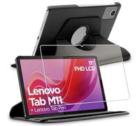 ebestStar - Coque pour Lenovo Tab M11, Etui Rotatif 360, Housse Protection PU Cuir, Noir + Verre Trempé