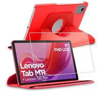 ebestStar - Coque pour Lenovo Tab M11, Etui Rotatif 360, Housse Protection PU Cuir, Rouge + Verre Trempé