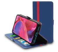 ebestStar - Coque pour Oppo A54 5G, A74 5G Etui Housse Portefeuille PU Cuir Porte-Cartes, Bleu Foncé / Rouge [Dimensions PRECISES Smartphone : 162.9 x 74.7 x 8.4 mm, écran 6.5'']