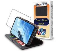 ebestStar - Coque pour Oppo Reno8 Lite 5G, Etui Portefeuille Protection, Housse Pochette PU Cuir Porte Carte, Noir + Verre Trempé