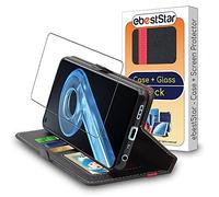 ebestStar - Coque pour Realme 9i, Etui Portefeuille Protection, Housse Pochette PU Cuir Porte Carte, Noir/Rouge + Verre Trempé
