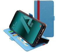 ebestStar - Coque pour Samsung A50 Galaxy SM-A505F, Etui Portefeuille Protection, Housse Pochette PU Cuir Porte Carte, Bleu/Rouge