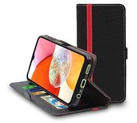 ebestStar - Coque pour Samsung Galaxy A14, A14 5G, Etui Portefeuille Protection, Housse Pochette PU Cuir Porte Carte, Noir/Rouge