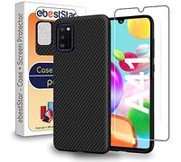 ebestStar - Coque pour Samsung Galaxy A41, Etui Protection Motif Carbone, Antichoc Souple TPU, Noir + Verre Trempé