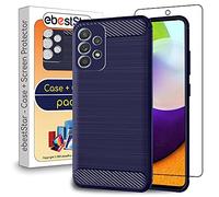 ebestStar - Coque pour Samsung Galaxy A52, A52S 5G, Etui Protection Motif Carbone, Antichoc Souple TPU, Bleu Foncé + Verre Trempé