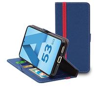 ebestStar - Coque pour Samsung Galaxy A53 5G SM-A536B, Etui Portefeuille Protection, Housse Pochette PU Cuir Porte Carte, Bleu Foncé/Rouge