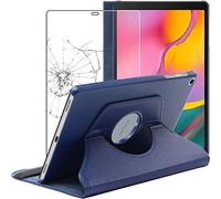 ebestStar - Coque pour Samsung Galaxy Tab A 10.1 2019 T510 T515, Etui Rotatif 360, Housse Protection PU Cuir, Bleu Foncé + Verre Trempé