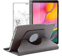 ebestStar - Coque pour Samsung Galaxy Tab A 10.1 2019 T510 T515, Etui Rotatif 360, Housse Protection PU Cuir, Gris + Verre Trempé