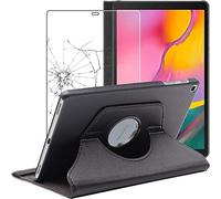 ebestStar - Coque pour Samsung Galaxy Tab A 10.1 2019 T510 T515, Etui Rotatif 360, Housse Protection PU Cuir, Noir + Verre Trempé