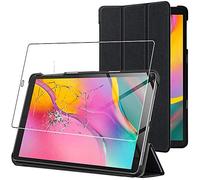 ebestStar - Coque pour Samsung Galaxy Tab A 10.1 2019 T510 T515, Etui Slim Cover, Housse PU Cuir Rabat Magnétique, Noir + Verre Trempé