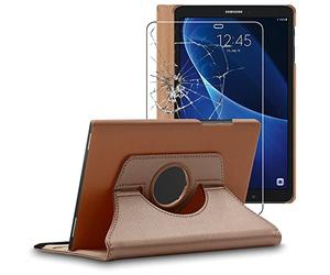 ebestStar - Coque pour Samsung Galaxy Tab A6 A 10.1 (2018, 2016) T580 T585, Etui Rotatif 360, Housse Protection PU Cuir, Or/Doré + Verre Trempé