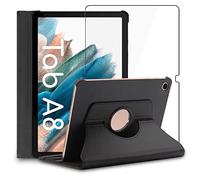 ebestStar - Coque pour Samsung Galaxy Tab A8 10.5 (2021) SM-X200 X205, Etui Rotatif 360, Housse Protection PU Cuir, Noir + Verre Trempé