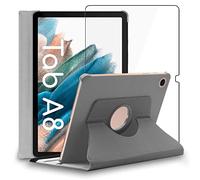 ebestStar - Coque pour Samsung Galaxy Tab A8 10.5 (2021) SM-X200 X205, Etui Rotatif 360, Housse Protection PU Cuir, Gris + Verre Trempé