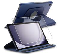 ebestStar - Coque pour Samsung Galaxy Tab A9+ (2023) SM-X210, Etui Rotatif 360, Housse Protection PU Cuir, Bleu Foncé + Verre Trempé