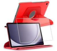 ebestStar - Coque pour Samsung Galaxy Tab A9+ (2023) SM-X210, Etui Rotatif 360, Housse Protection PU Cuir, Rouge + Verre Trempé