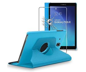 ebestStar - Coque pour Samsung Galaxy Tab E 9.6 T560, T561, Etui Rotatif 360, Housse Protection PU Cuir, Bleu + Verre Trempé