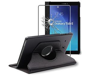 ebestStar - Coque pour Samsung Galaxy Tab E 9.6 T560, T561, Etui Rotatif 360, Housse Protection PU Cuir, Noir + Verre Trempé