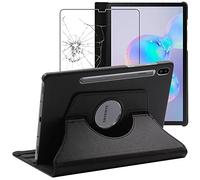 ebestStar Coque pour Samsung Tab S6 (T860/T865) – Etui rotatif 360° cuir PU Noir + Verre trempé