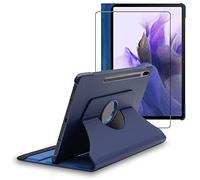 ebestStar - Coque pour Samsung Galaxy Tab S7 FE T730, 5G T736B, Etui Rotatif 360, Housse Protection PU Cuir, Bleu Foncé + Verre Trempé
