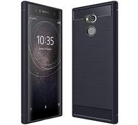 - Coque Sony Xperia XA2 Ultra, XA2 Ultra Dual (2018) Housse Etui Gel Motif Fibre Carbone Luxe Flex TPU Premium, Bleu Foncé [Dimensions PRECISES