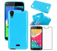 ebestStar - Coque pour Wiko Rainbow Jam 4G, Etui Protection Silicone Antichoc, Souple Slim, Bleu + Verre Trempé