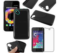 ebestStar - Coque pour Wiko Sunny 1 (2016) et Sunset 2 (2015), Etui Protection Silicone Antichoc, Souple Slim, Noir + Verre Trempé