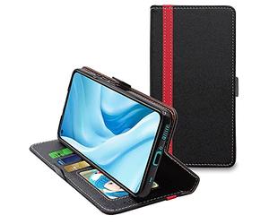 ebestStar - Coque pour Xiaomi Mi 11 Lite, Mi 11 Lite 5G, NE, Etui Portefeuille Protection, Housse Pochette PU Cuir Porte Carte, Noir/Rouge