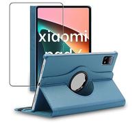 ebestStar - Coque pour Xiaomi Pad 6, Pad 6 Pro, Etui Rotatif 360, Housse Protection PU Cuir, Bleu + Verre Trempé
