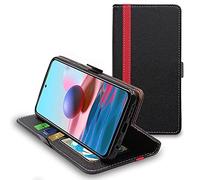 ebestStar - Coque pour Xiaomi POCO M5s, Redmi Note 10 10S, Etui Portefeuille Protection, Housse Pochette PU Cuir Porte Carte, Noir/Rouge