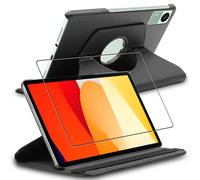 ebestStar - Coque pour Xiaomi Redmi Pad SE, Etui Rotatif 360, Housse Protection PU Cuir, Noir + Verre Trempé