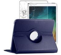 ebestStar - Coque Samsung Galaxy Tab S6 10.5 T860/T865 Housse protection Etui PU Cuir Support Rotatif 360, Bleu Foncé & Film écran en VERRE Trempé [Dimensions PRECISES Tablette : 244.5 x 159.5 x 5.7mm