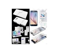 ebestStar Etui Portefeuille pour S6 Galaxy SM-G920F, G920 PU Cuir Porte-Cartes Support Stand, Blanc + Film VERRE Trempé