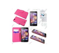 ebestStar Etui Portefeuille pour Wiko Highway Signs PU Cuir Porte-Cartes Support Stand, Rose + Film VERRE Trempé
