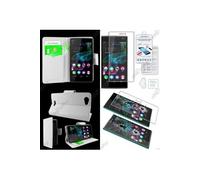 ebestStar Etui Portefeuille pour Wiko Ridge 4G PU Cuir Porte-Cartes Support Stand, Blanc + Film VERRE Trempé