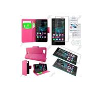 ebestStar Etui Portefeuille pour Wiko Ridge 4G PU Cuir Porte-Cartes Support Stand, Rose + Film VERRE Trempé