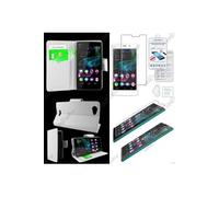 ebestStar Etui Portefeuille pour Wiko Ridge Fab 4G PU Cuir Porte-Cartes Support Stand, Blanc + Film VERRE Trempé