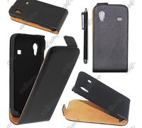 ebestStar ® Housse Coque Etui en PU cuir à rabat ultra fine (SLIM case) pour Samsung Galaxy Ace S5839i, S5830, S5830i, Couleur Noir + Stylet + Film protection d'écran